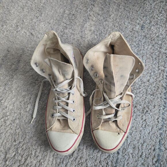 Vintage White Converse Shoes Mens 13 All Star High Tops Made In USA - Picture 2 of 15